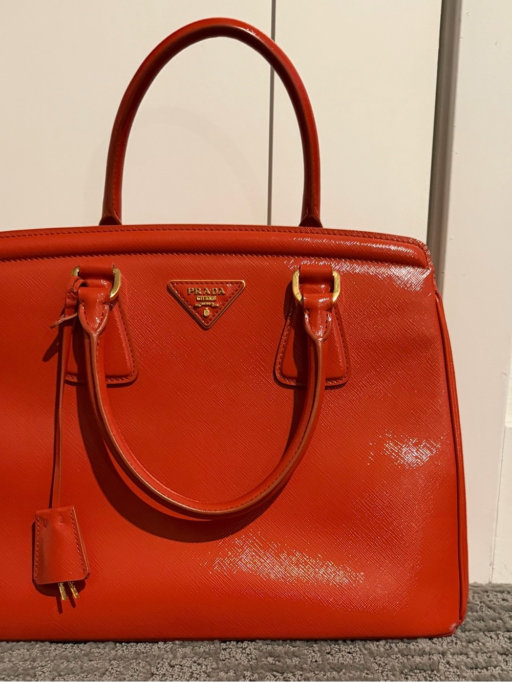 Prada Saffiano Lux Double Handle Satchel